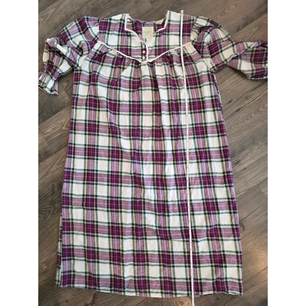 Women's sz S Erika Taylor Intimates Country Cottons Plaid Flannel Nightgown